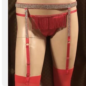 Victoria's Secret bling garter belt M/L and
bling fringe panty Size Large!